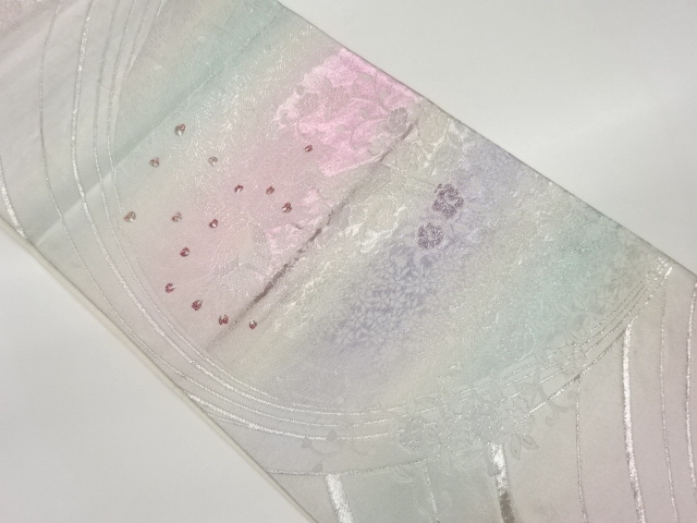 孔雀に花・花唐草模様織出し袋帯